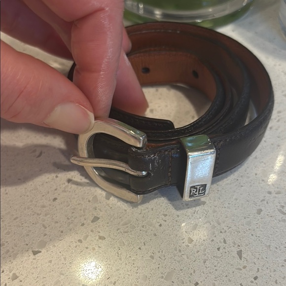 Lauren Ralph Lauren Silver and Brown Leather Belt - Small - Picture 7 of 7